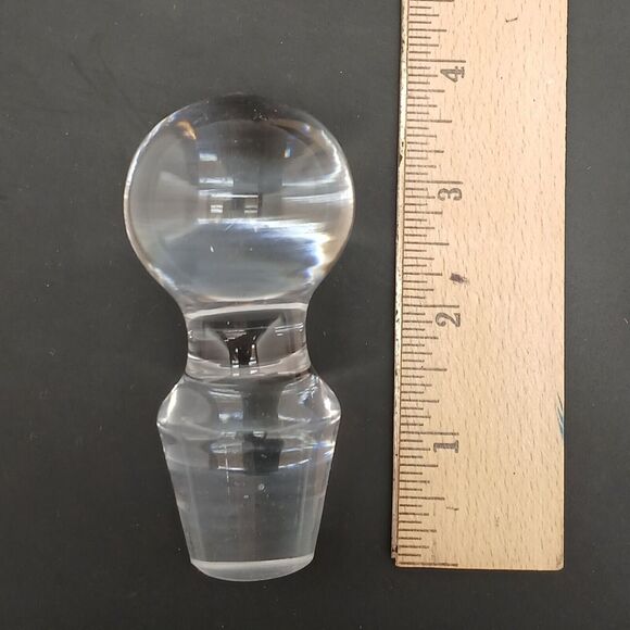 VTG Round Clear Crystal Glass Decanter Stopper Bottle Topper 3.5” Tall - Picture 9 of 9